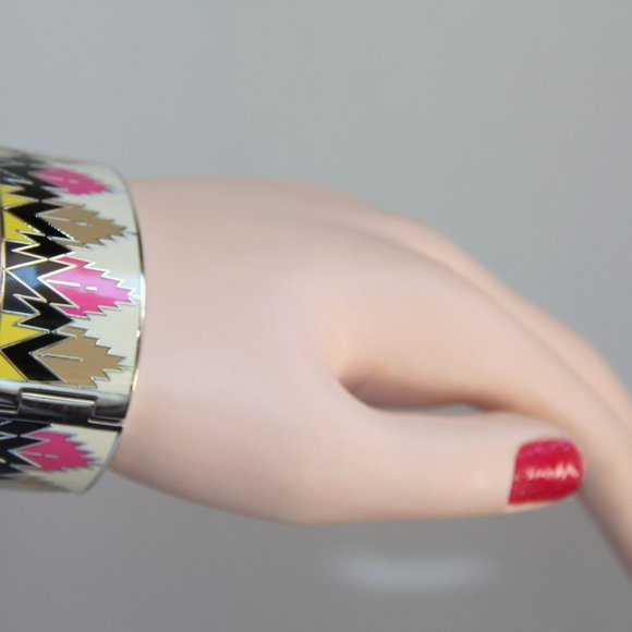 Coach Hawk Feather Enamel Hinged Bangle - Picture 3 of 11